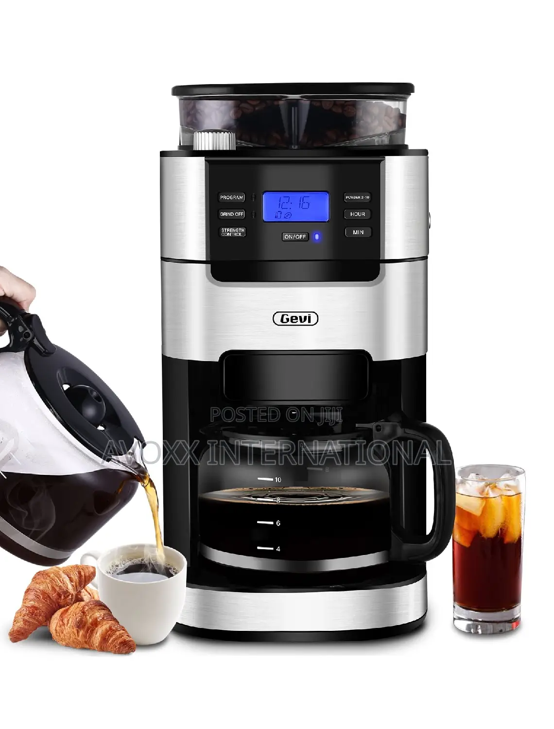 GEVI 10-Cup Programmable Grind Brew Coffee Maker GECMA025A-U