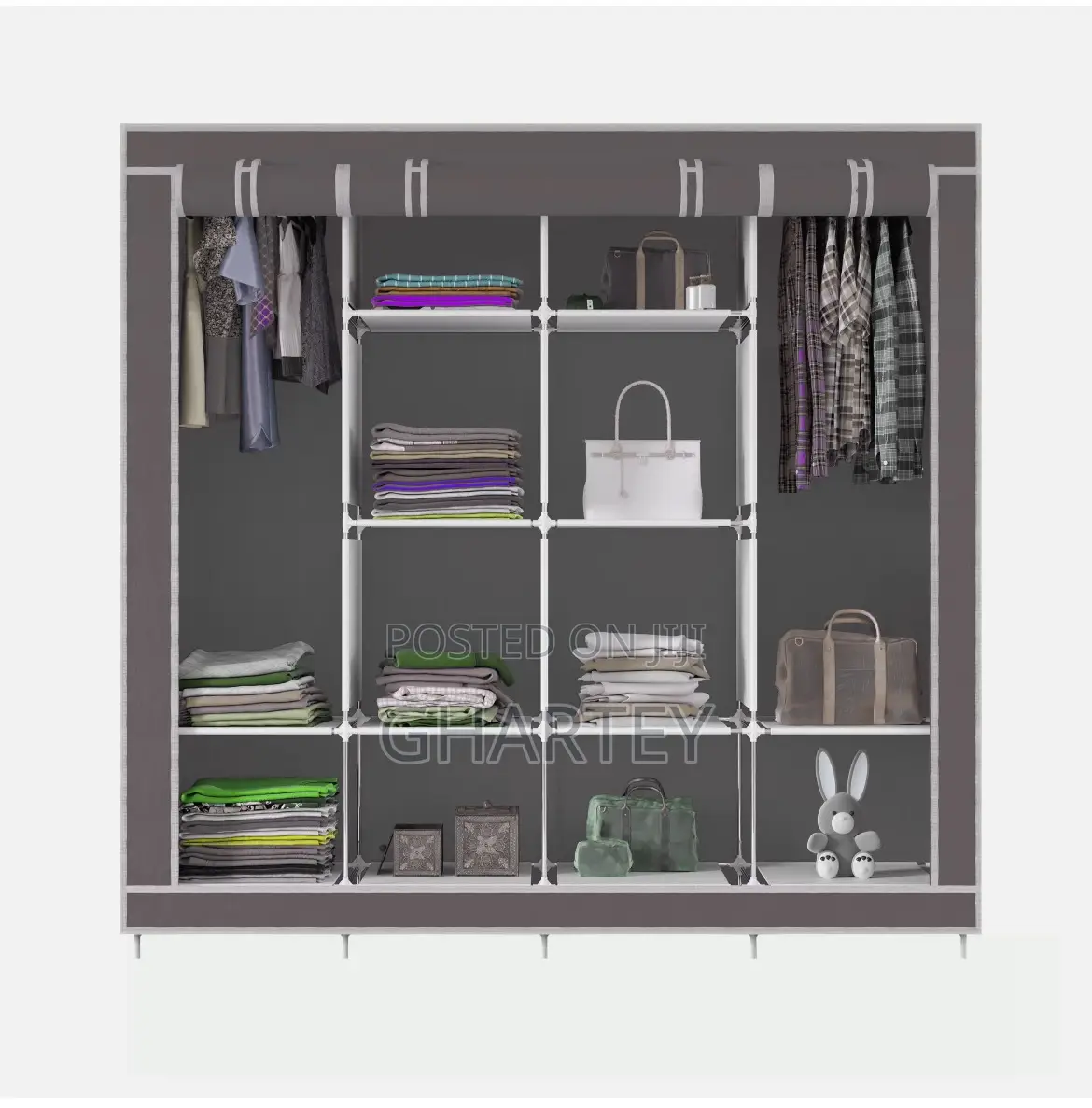 Portable, Foldable Wardrobe 4 In 1 Gray