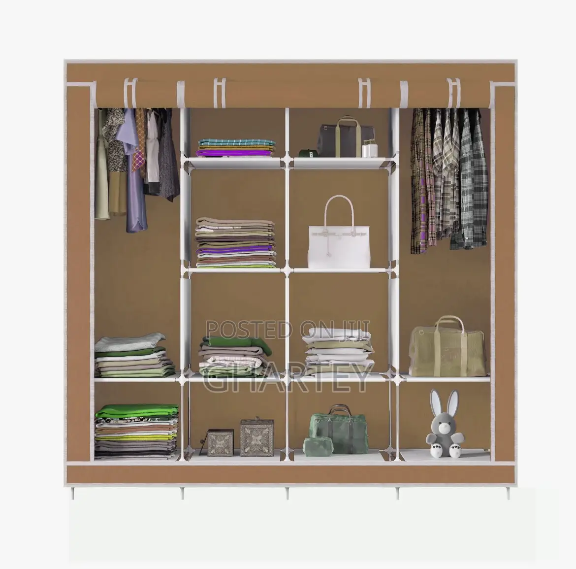 Foldable, Portable 4 In 1 Wardrobe Beige Color