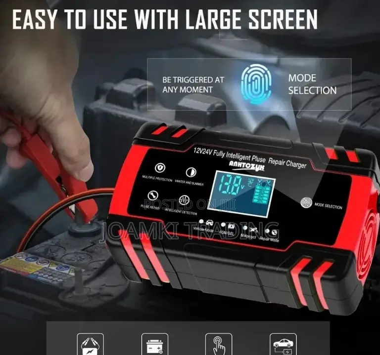 Car Battery Charger,12v/24v Intelligent Pulse Repair LCD