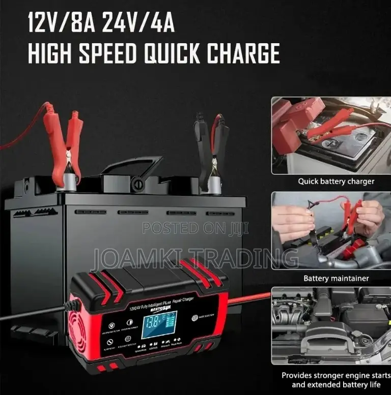 Car Battery Charger,12v/24v Intelligent Pulse Repair LCD