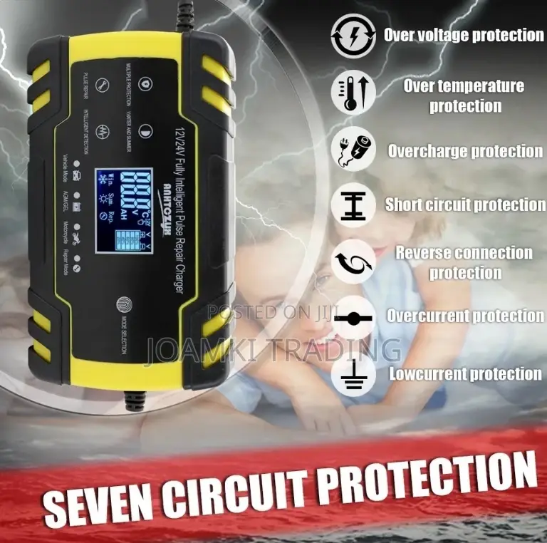 Car Battery Charger,12v/24v Intelligent Pulse Repair LCD
