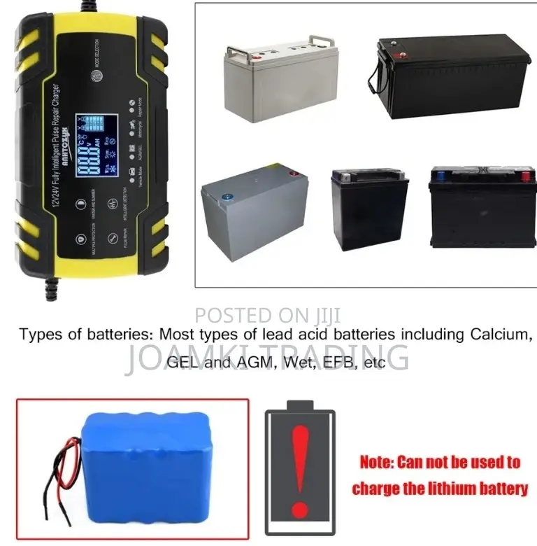 Car Battery Charger,12v/24v Intelligent Pulse Repair LCD