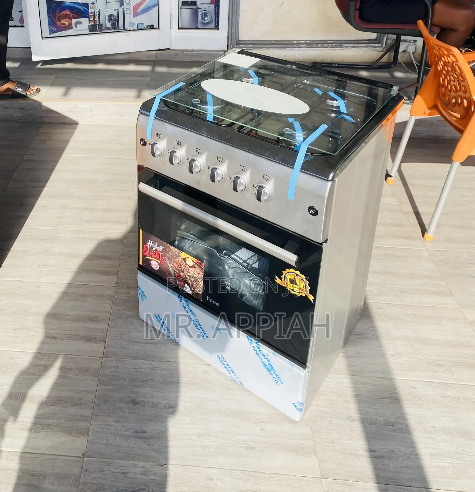 Quality Ferre 60x60 Auto Ignition, Auto Rotisserie 4 Burner