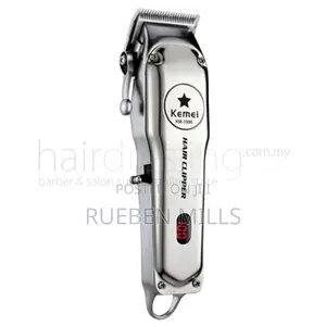 Silver All Metal Cordless Chargeable Kemei Barbering Machine