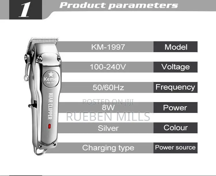 Original Full Metal Body Wireless Kemei Hair Clipper KM-1996