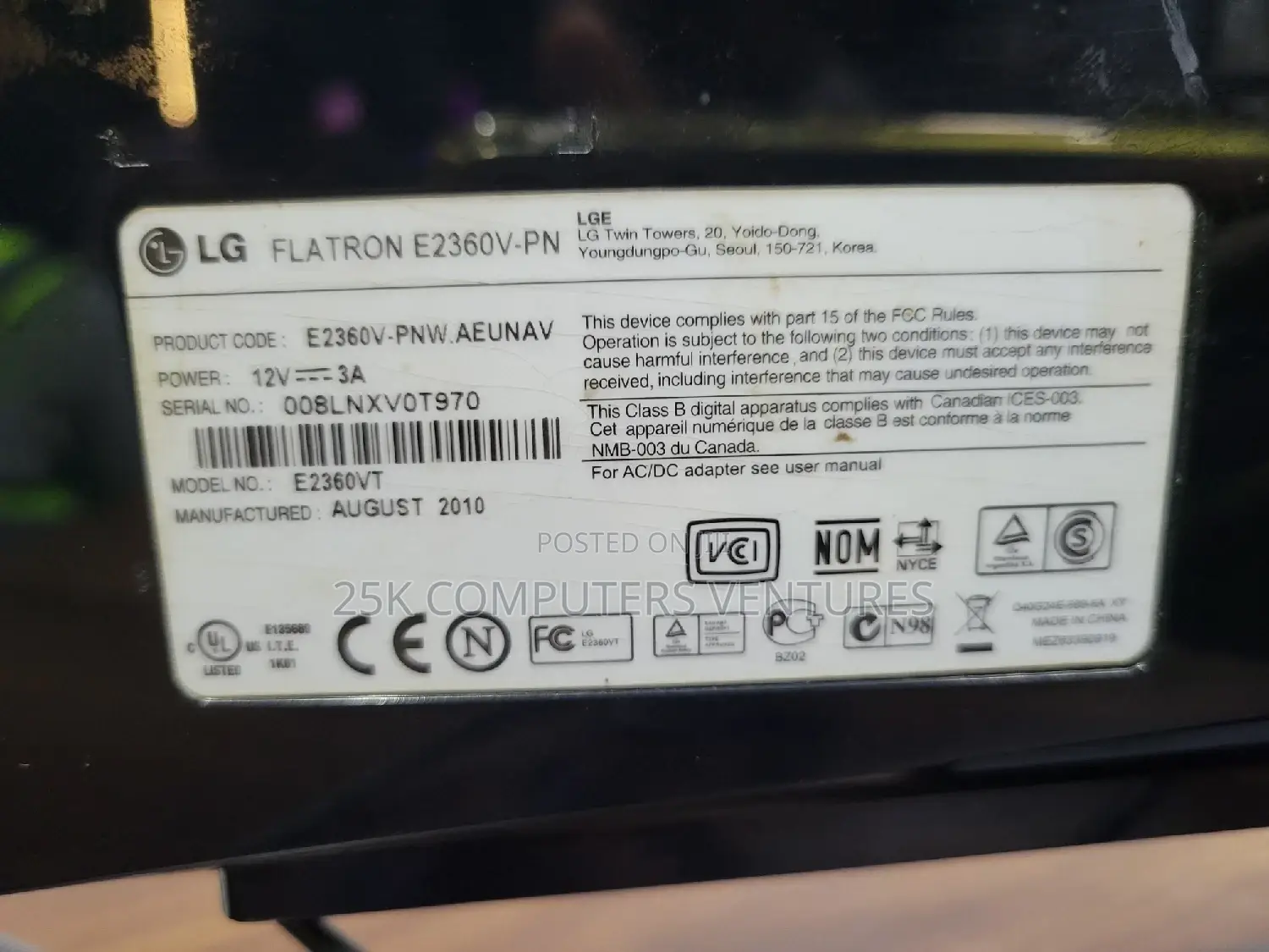 Lg E2360v-Pn 23" Full Hd Led Monitor (1920×1080, 5 Ms, Hdmi/Dvi/Vga,