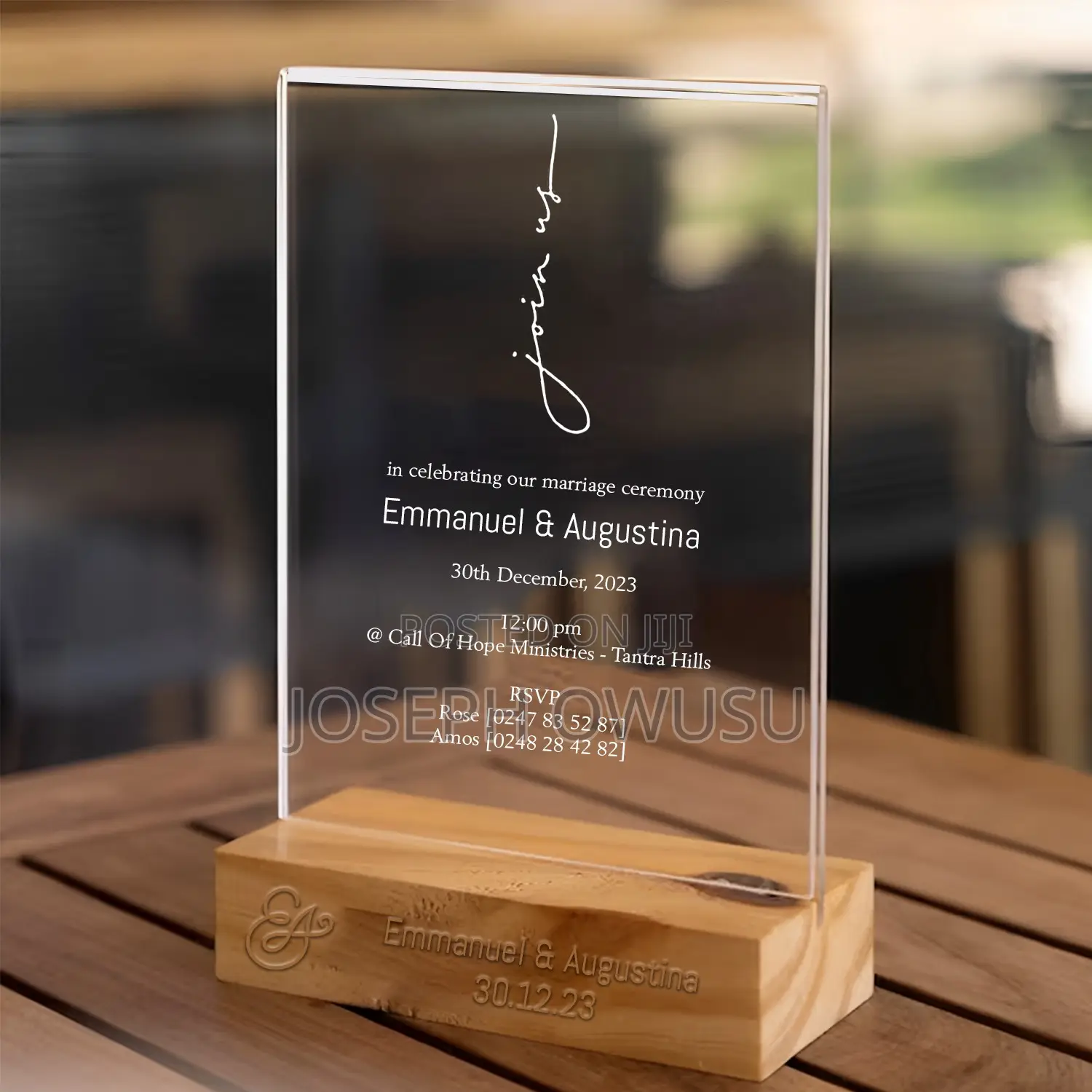 Acrylic Wedding Invitation Cards