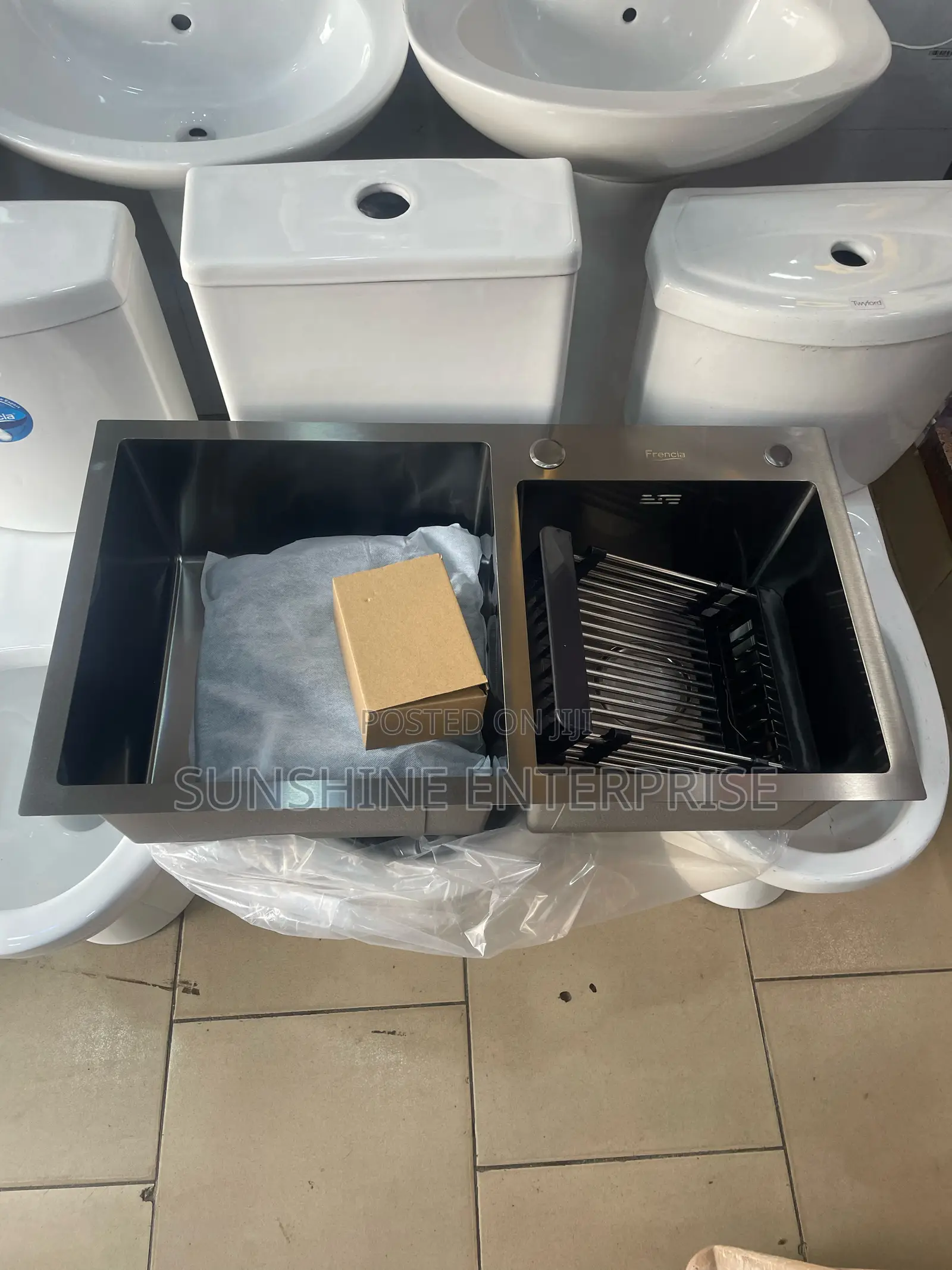 Black Double Bowls Cabinet Kitchen Sink