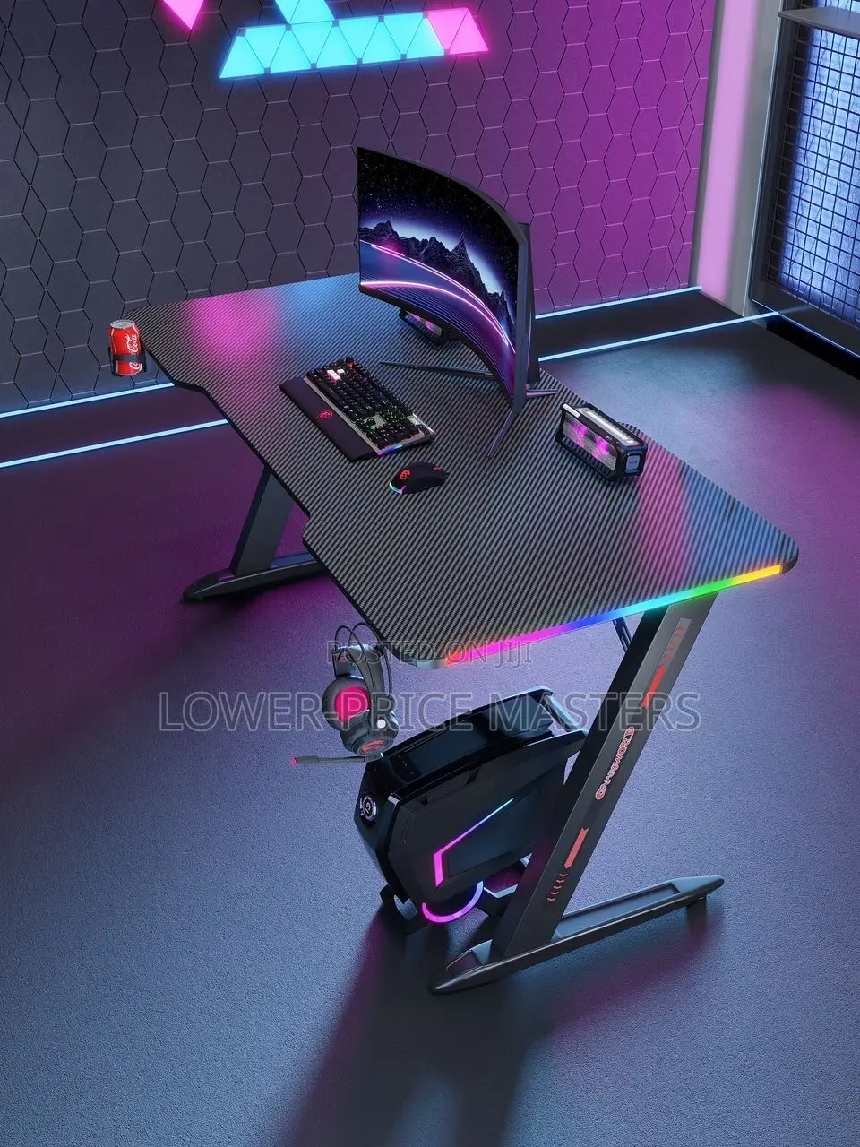 Modern Gaming Table / Computer Desk (7 Colours RGB Light)