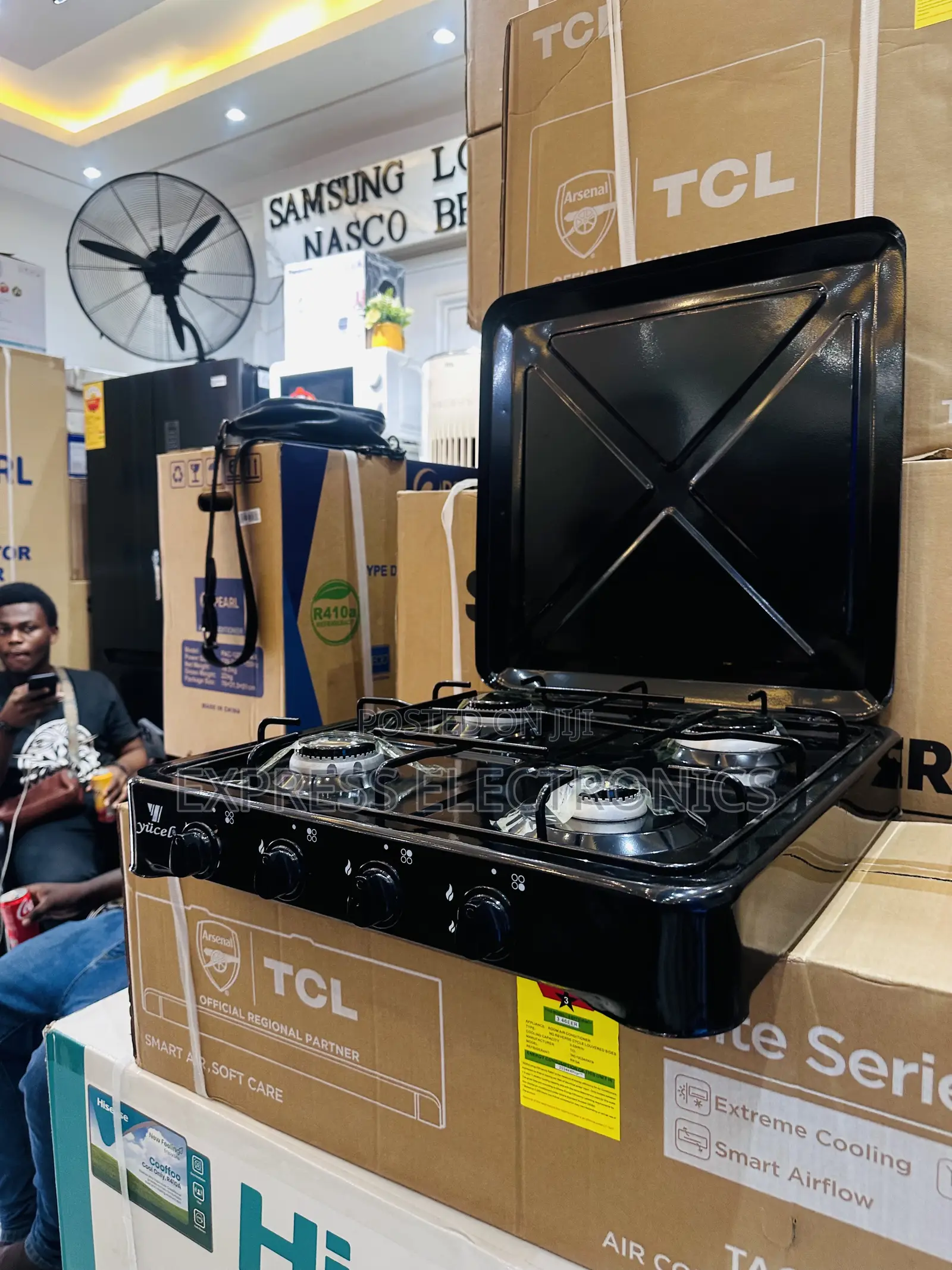 Grab a Deal on Black Gas Cooker Table Top 4burner Volcano