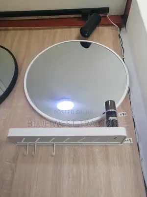 Decorative Round Miror With Shelves (White)