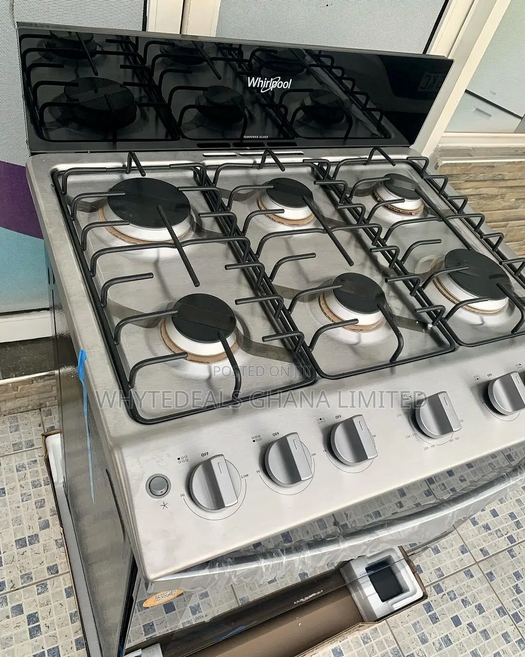 Whirlpool 90×60 6-Burners Italian Gas Cooker-Oven Grill