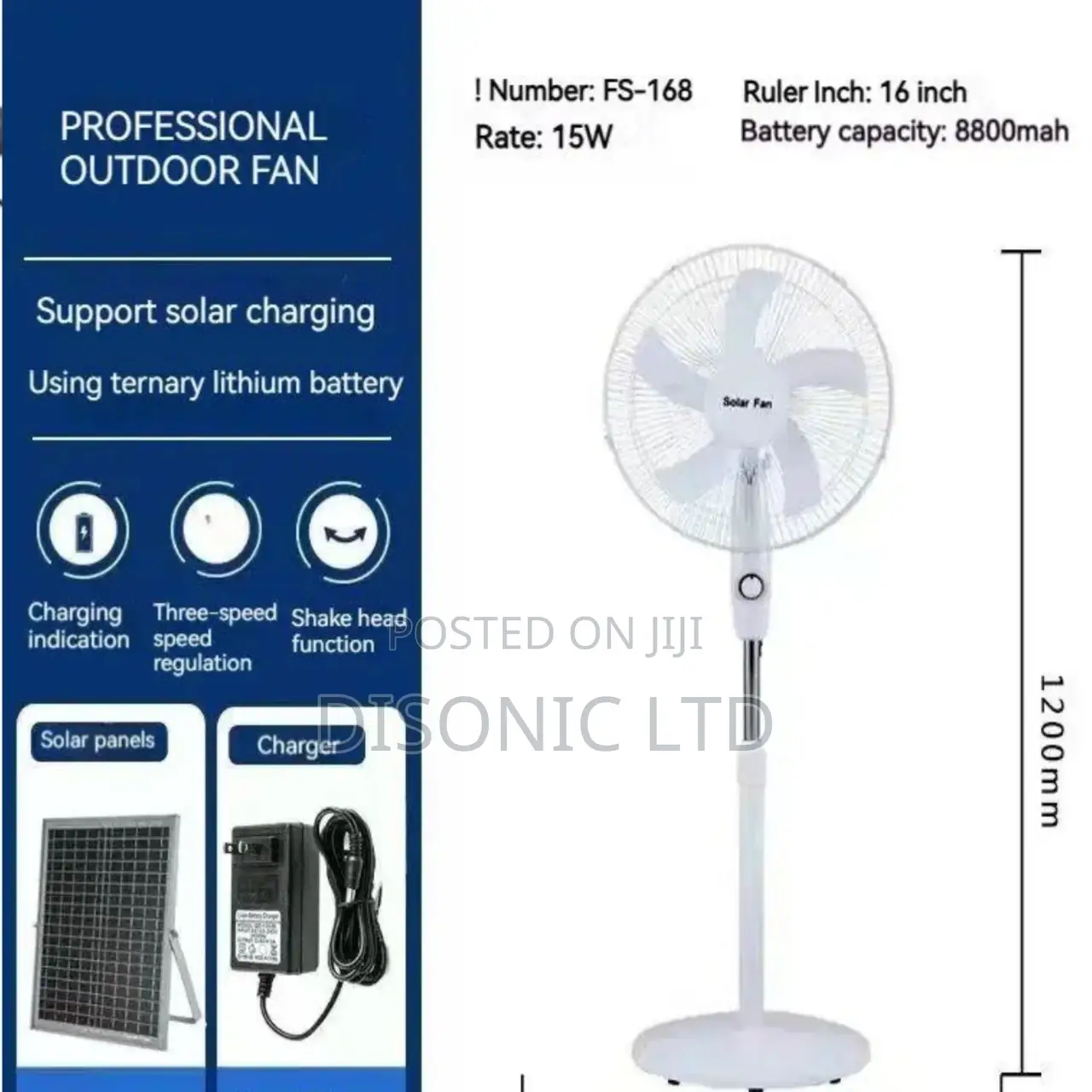 Electric and Solar Rechargeable Fan