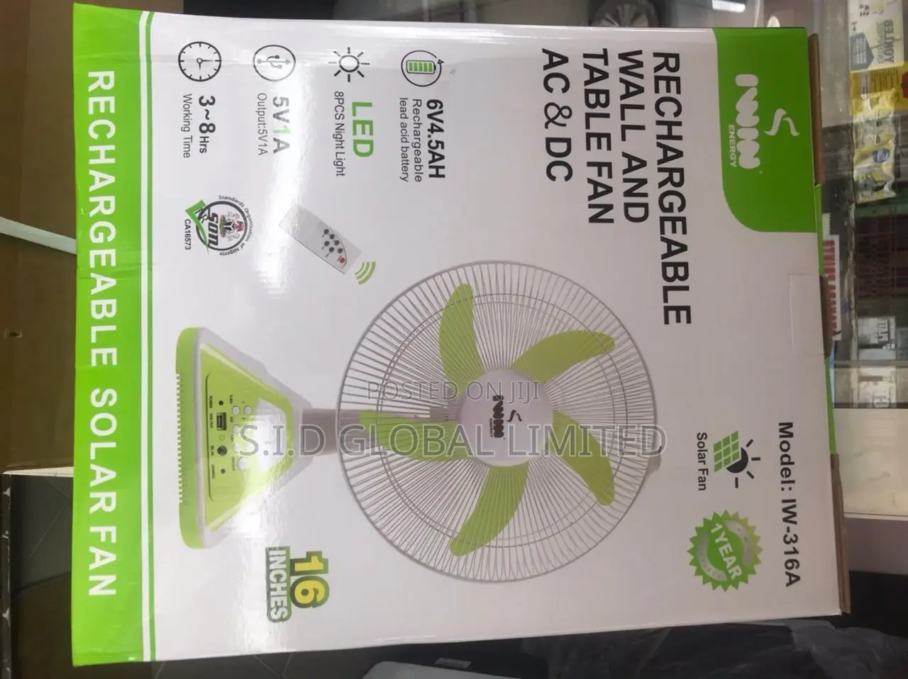 Available Rechargeable Solar Fan