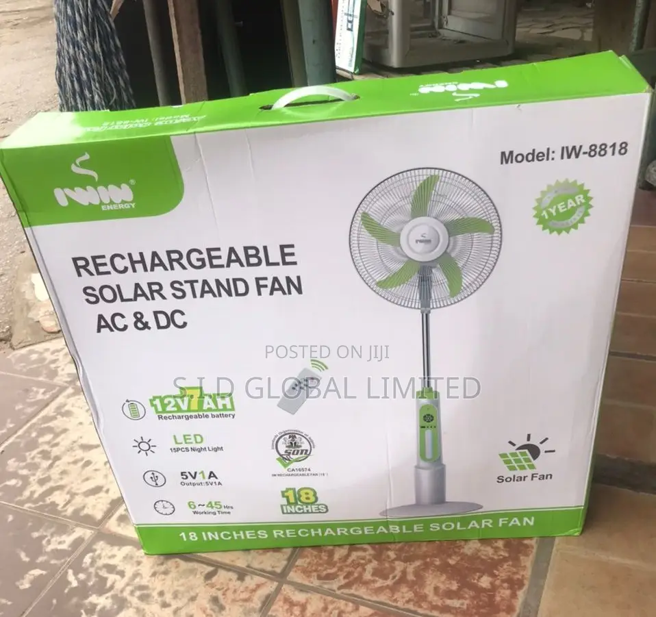 Best Ever Iwin Rechargeable Solar Stand Fan