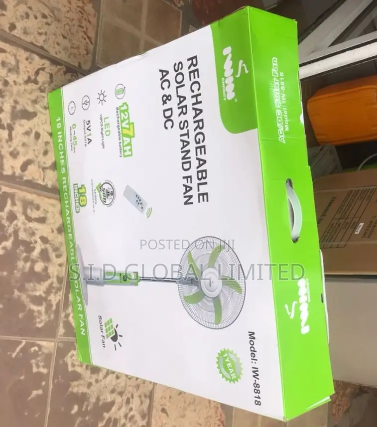 Cheerful Iwin Rechargeable Solar Stand Fan