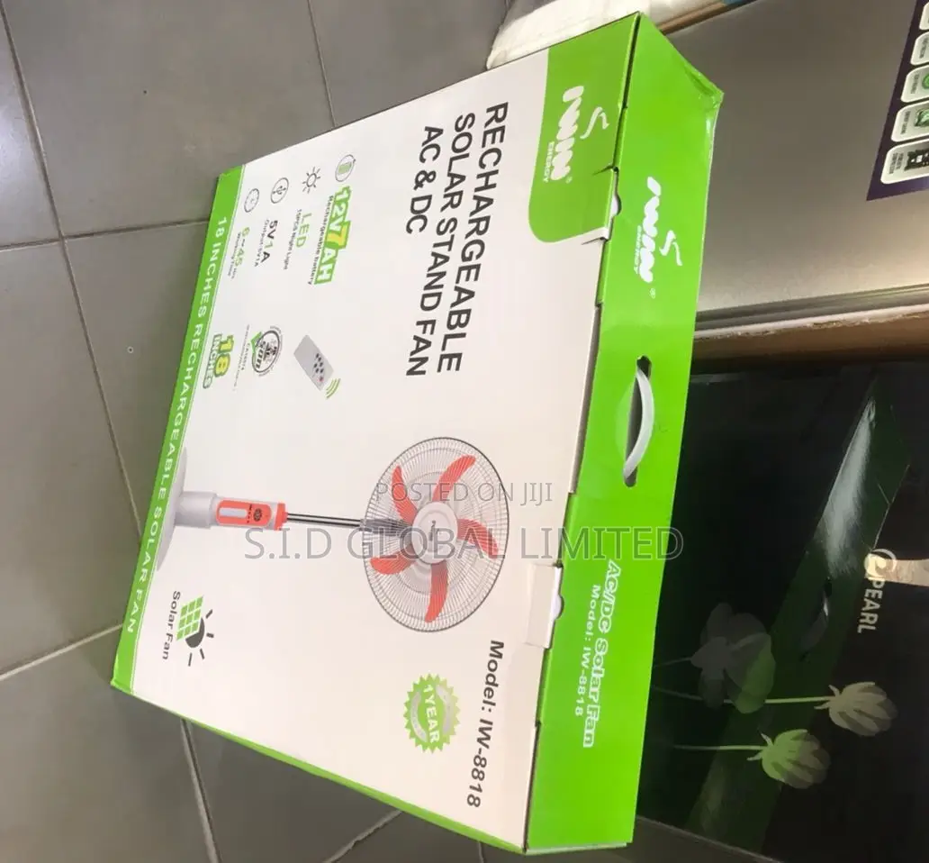 Brand New Iwin Rechargeable Solar Stand Fan