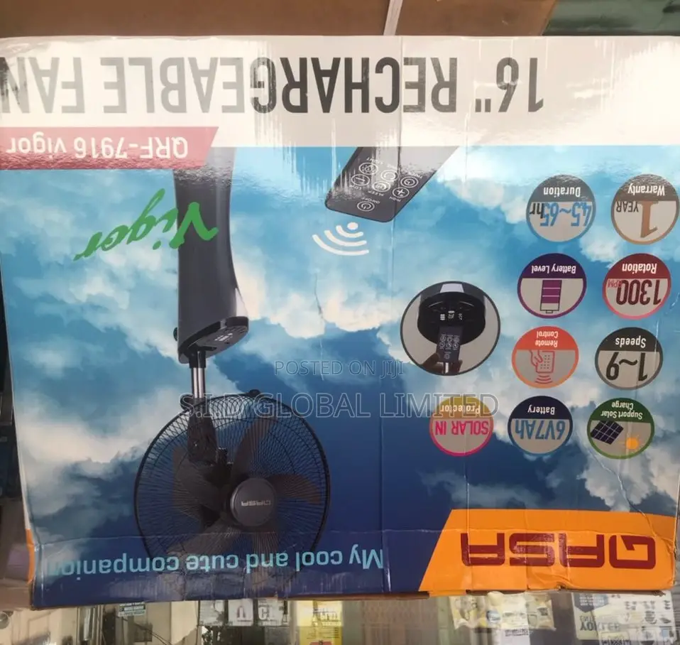 Amiable Qasa Rechargeable Solar Stand Fan