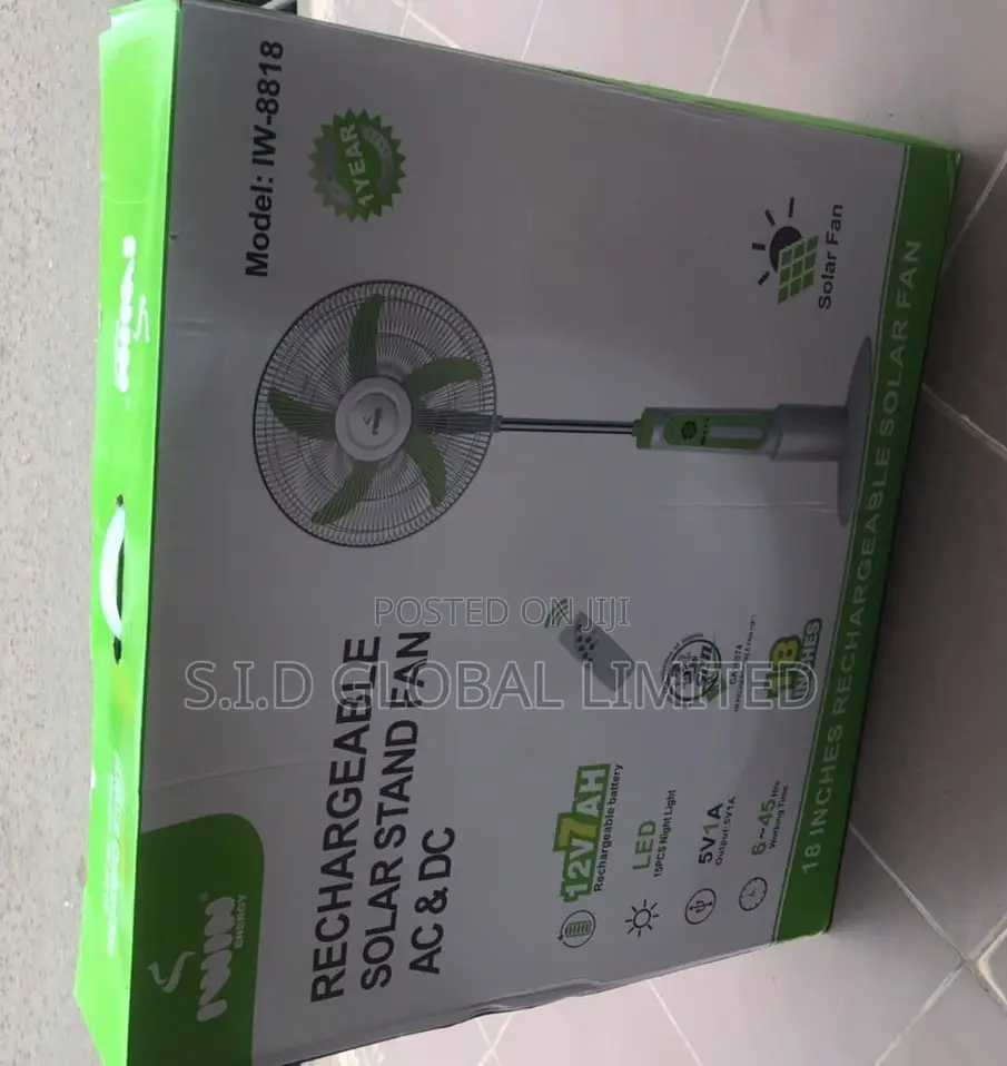 Superb Solar Rechargeable Stand Fan