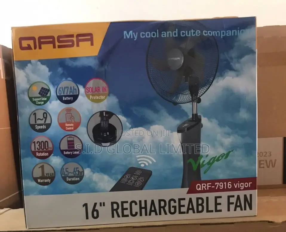 Durable Qasa Rechargeable Solar Stand Fan