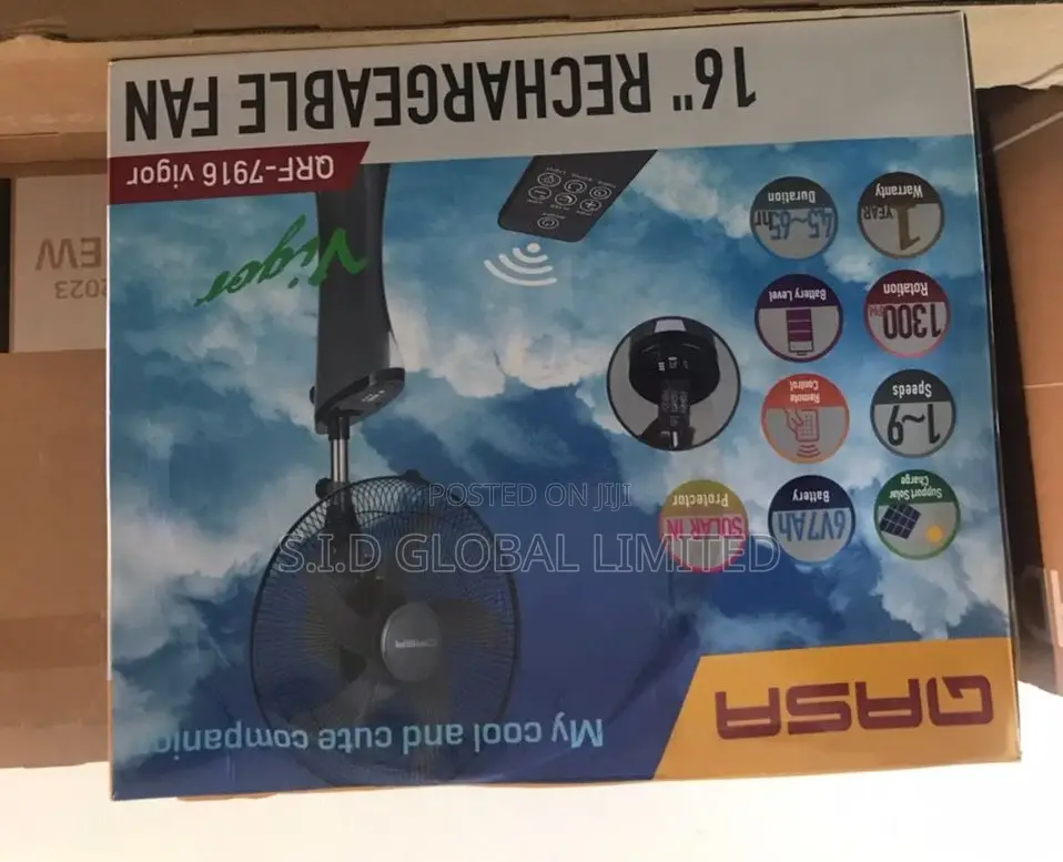Excellent Qasa Rechargeable Solar Stand Fan