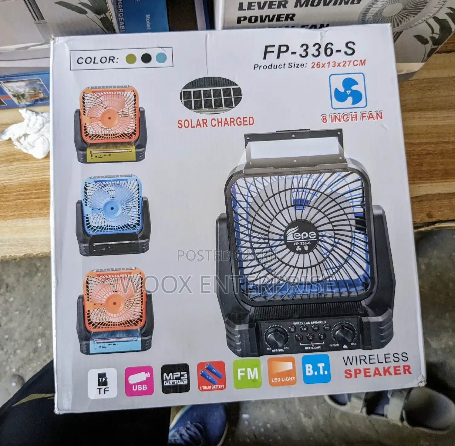 8 Inches Solar Fan\Bluetooth Speaker (Rechargeable)