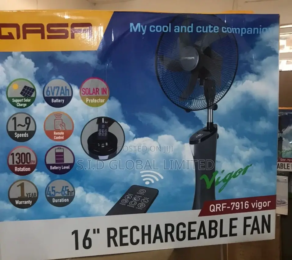 Opt New Qasa Rechargeable Solar Fan