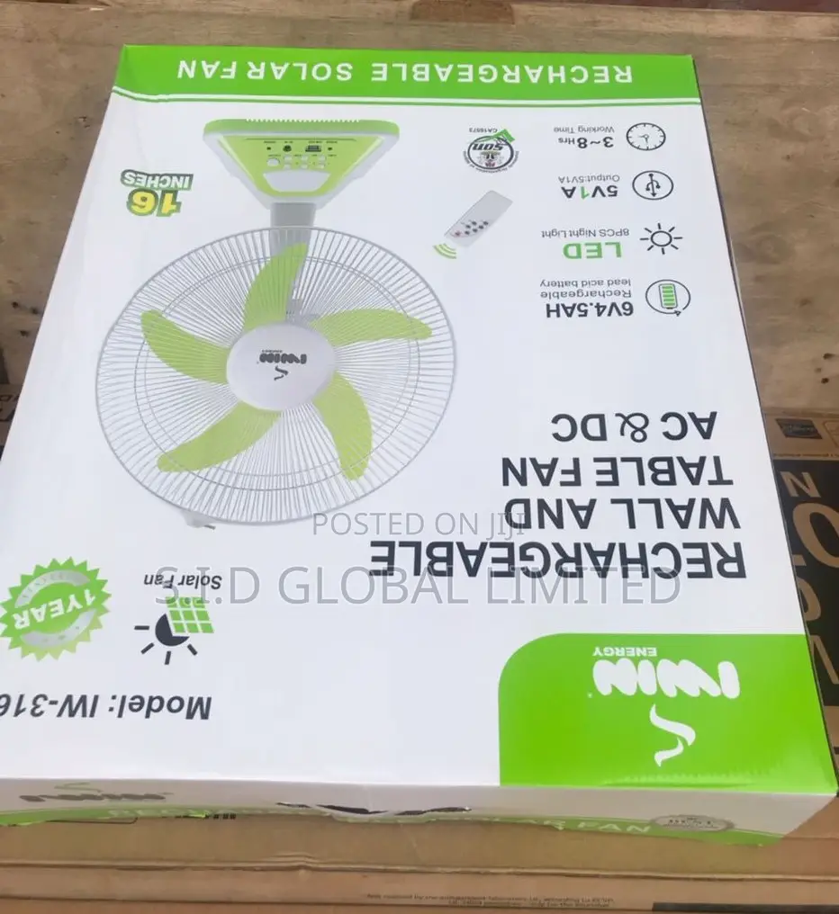 Newly Arrived Solar Rechargeable IWIN Fan