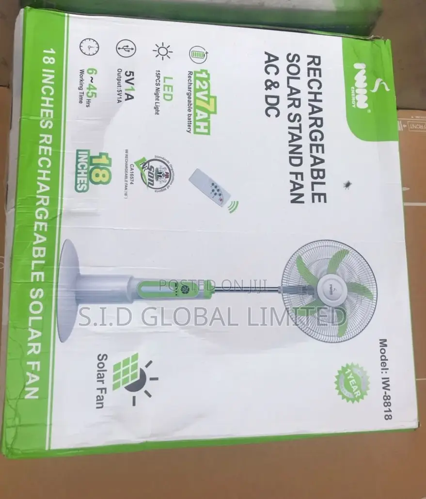 Enhance Your Home With Solar Rechargeable Stand Fan