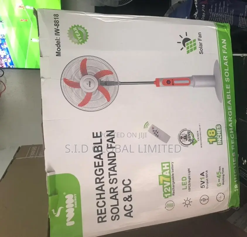 Reliable and Efficient Solar Rechargeable Stand Fan