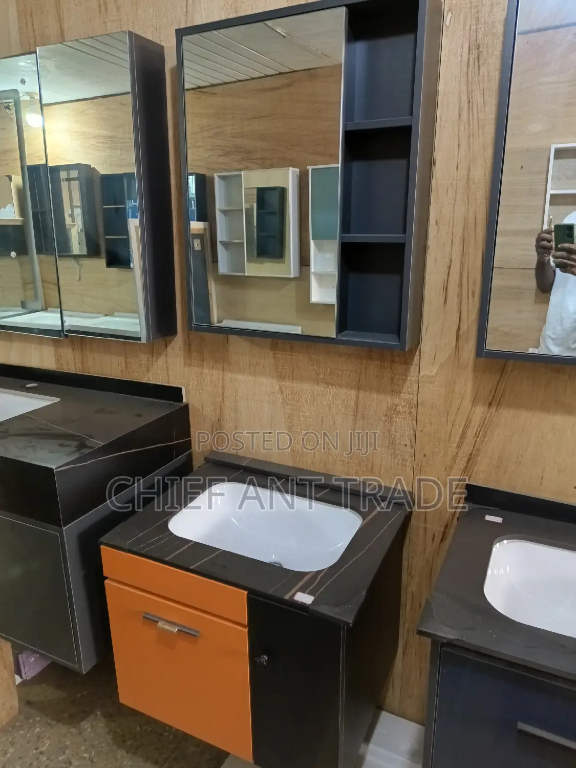 Pink Cabinet Basin With Mirror