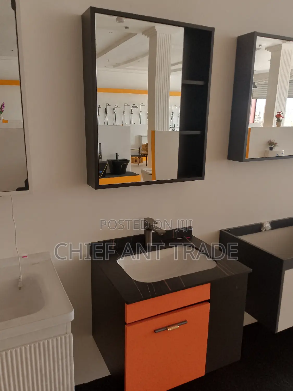 Pink Cabinet Basin With Mirror