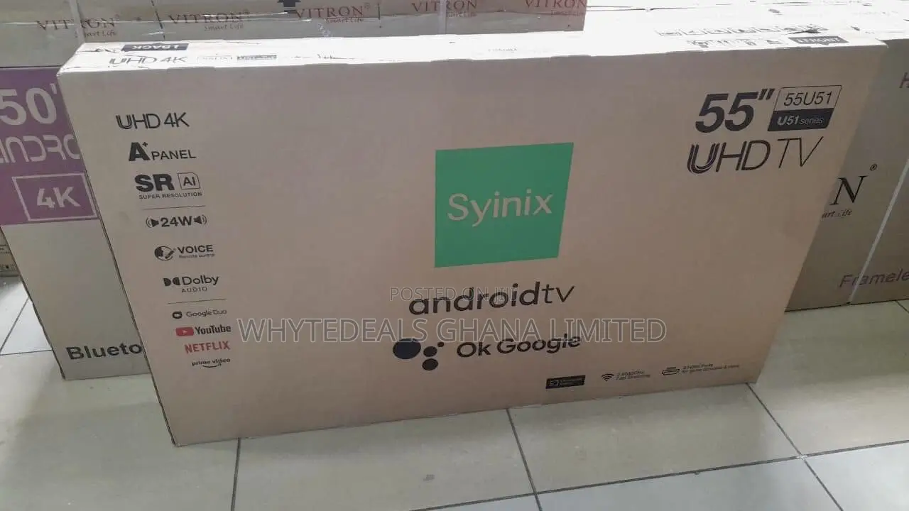 50 Inch Frameless Syinix Smart Android Uhd Voice-Control