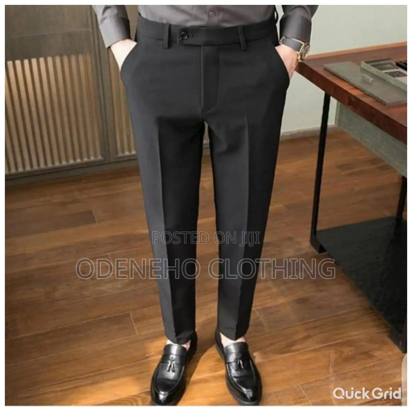 Office Blue Black and Black Material Trousers