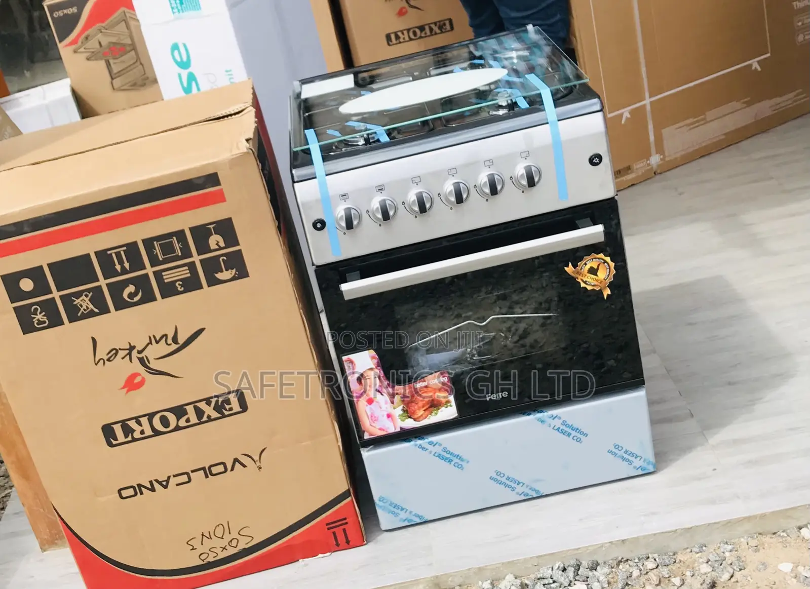 Ferre 4 Gas Cooker 60x60 Oven With Grill Gray Auto Ignition