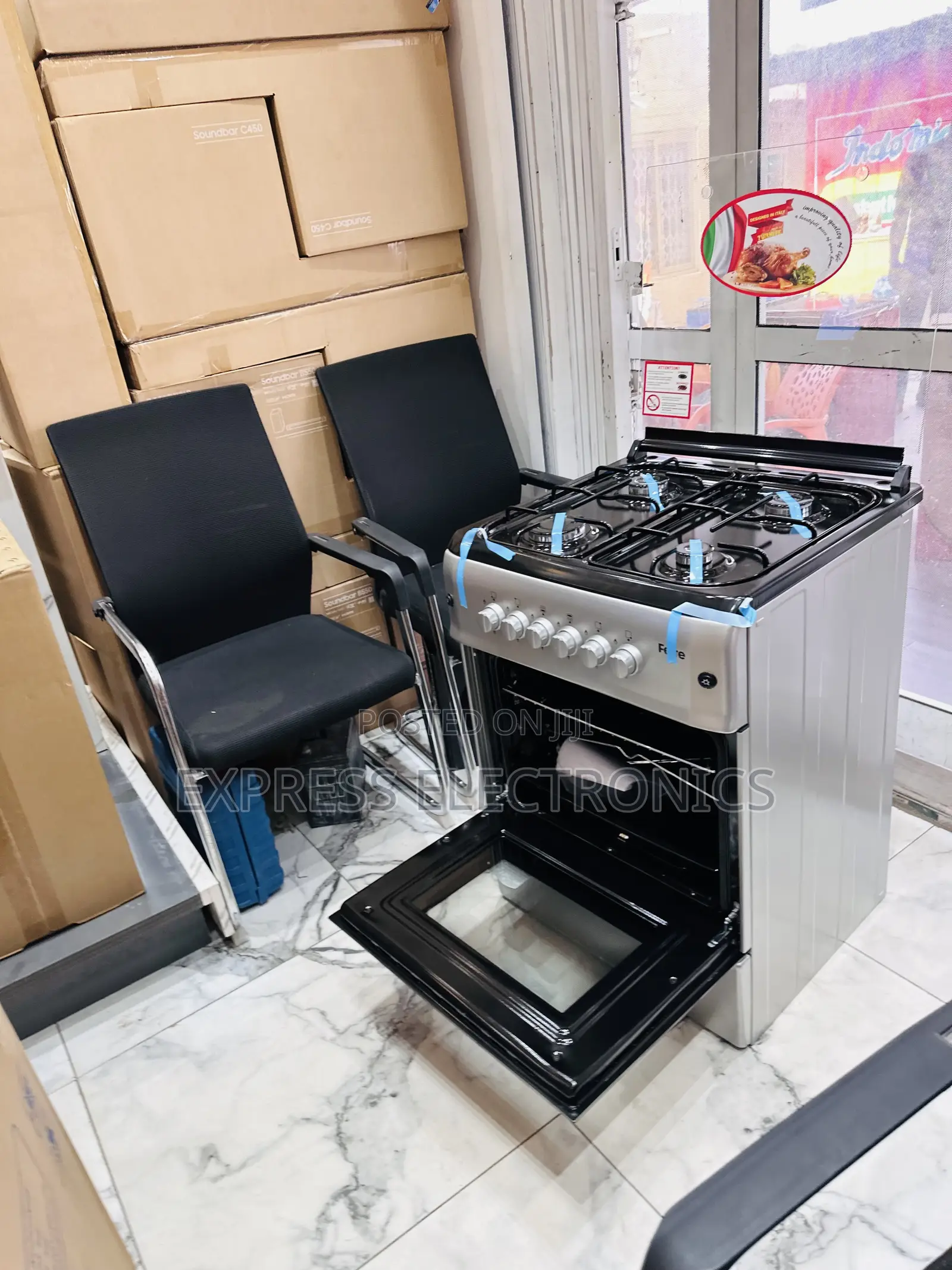 60/60 Ferre Gas Cooker Oven Grill 4burner Grey Color