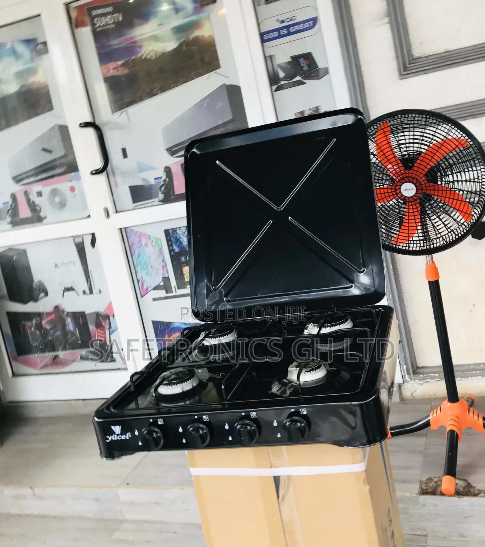 Volcano Tabletop 4 Gas Cooker Stove Black. 