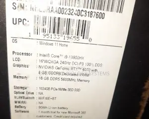 New Laptop Acer Predator Helios 16 16GB Intel Core I9 SSD 1T