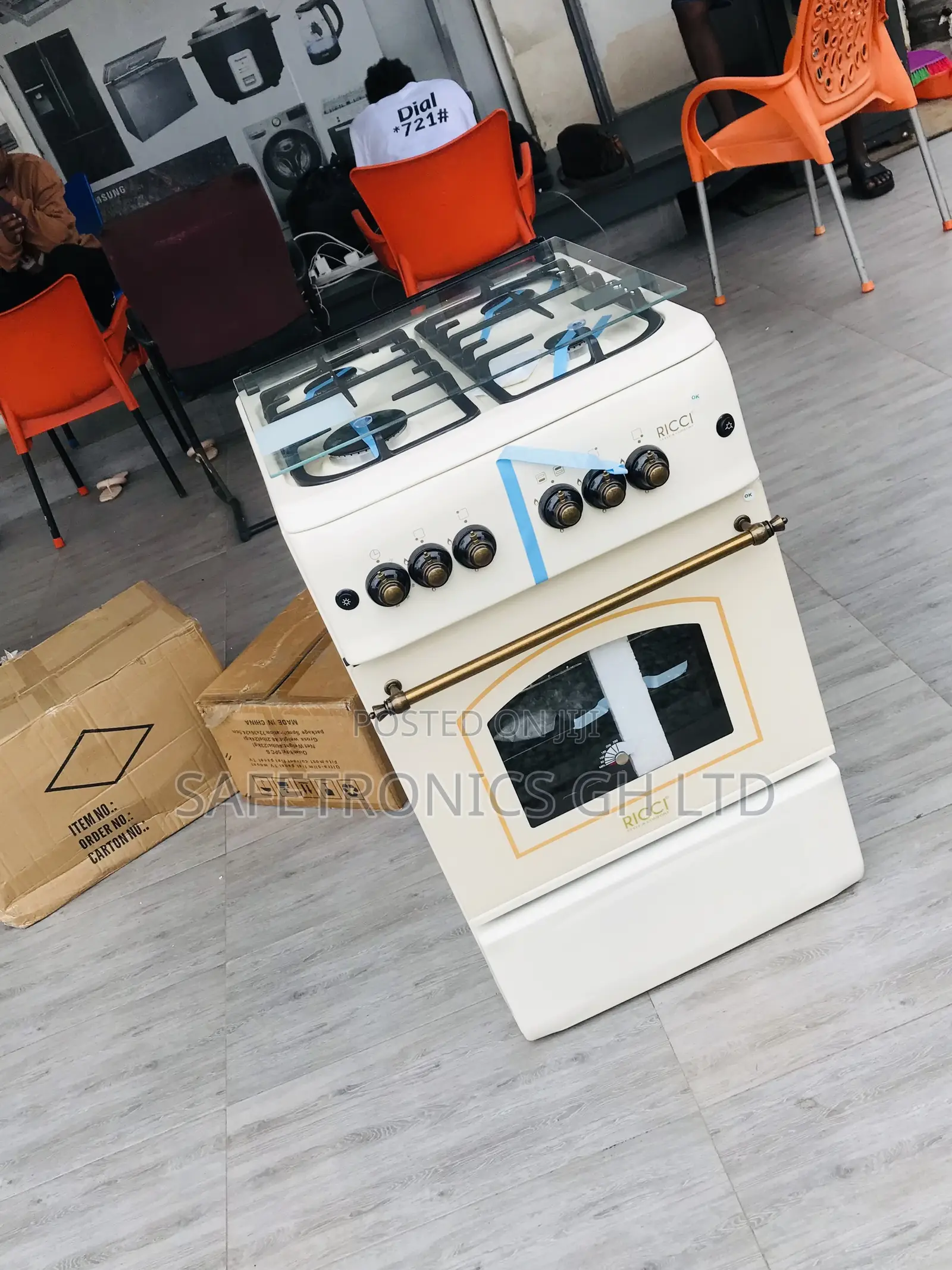 White Ricci 4 Gas Cooker Oven With Grill 50x50 