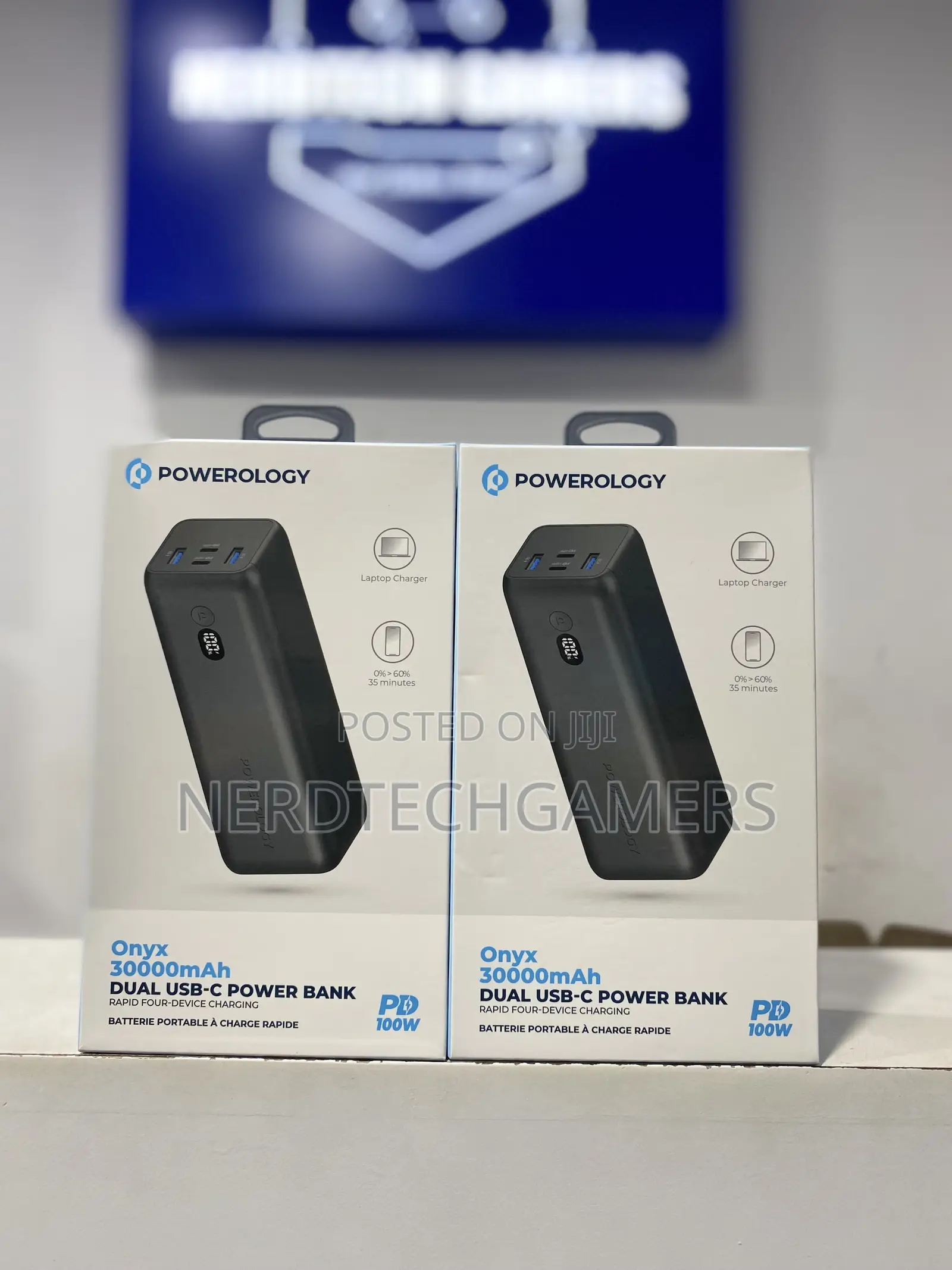 Powerology Onyx 30000mah Dual USB-C Power Bank