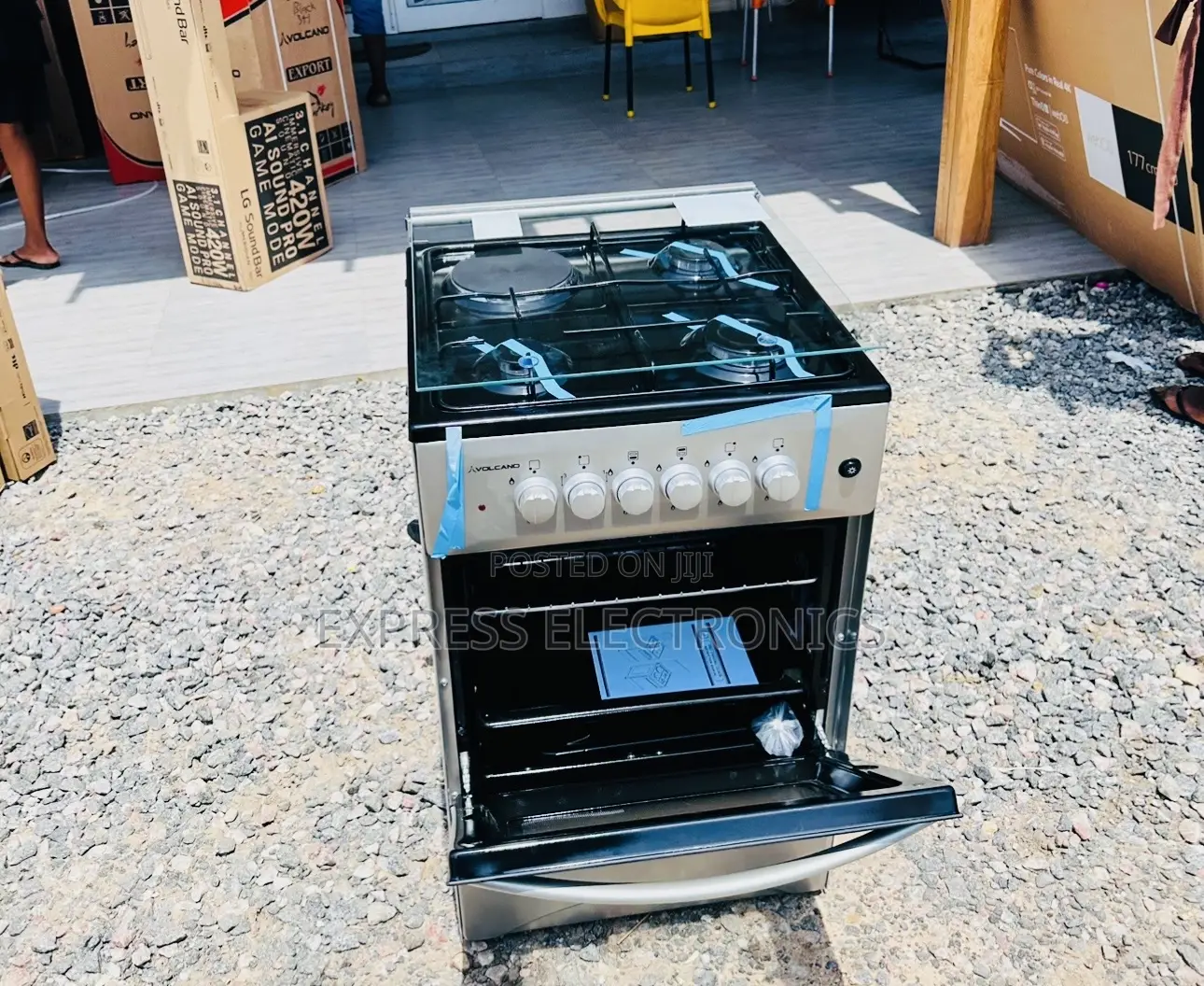 Shop for Volcano 3+1 Stove Gas Electric Oven Grey Color.