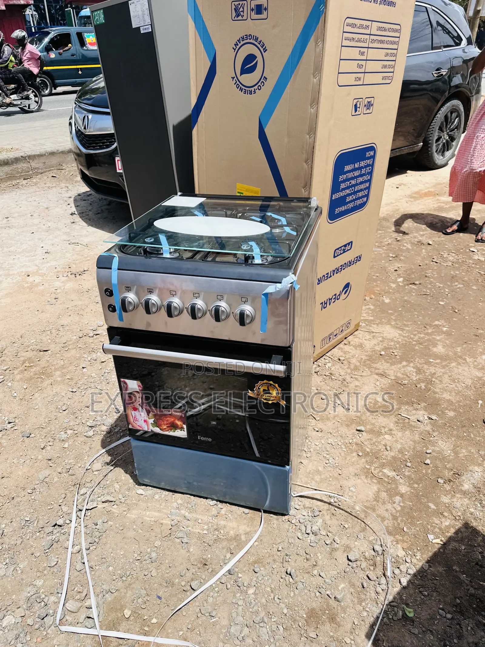 Newline Grey Color 4burner 50/60 Gas Cooker Oven Rotisserie