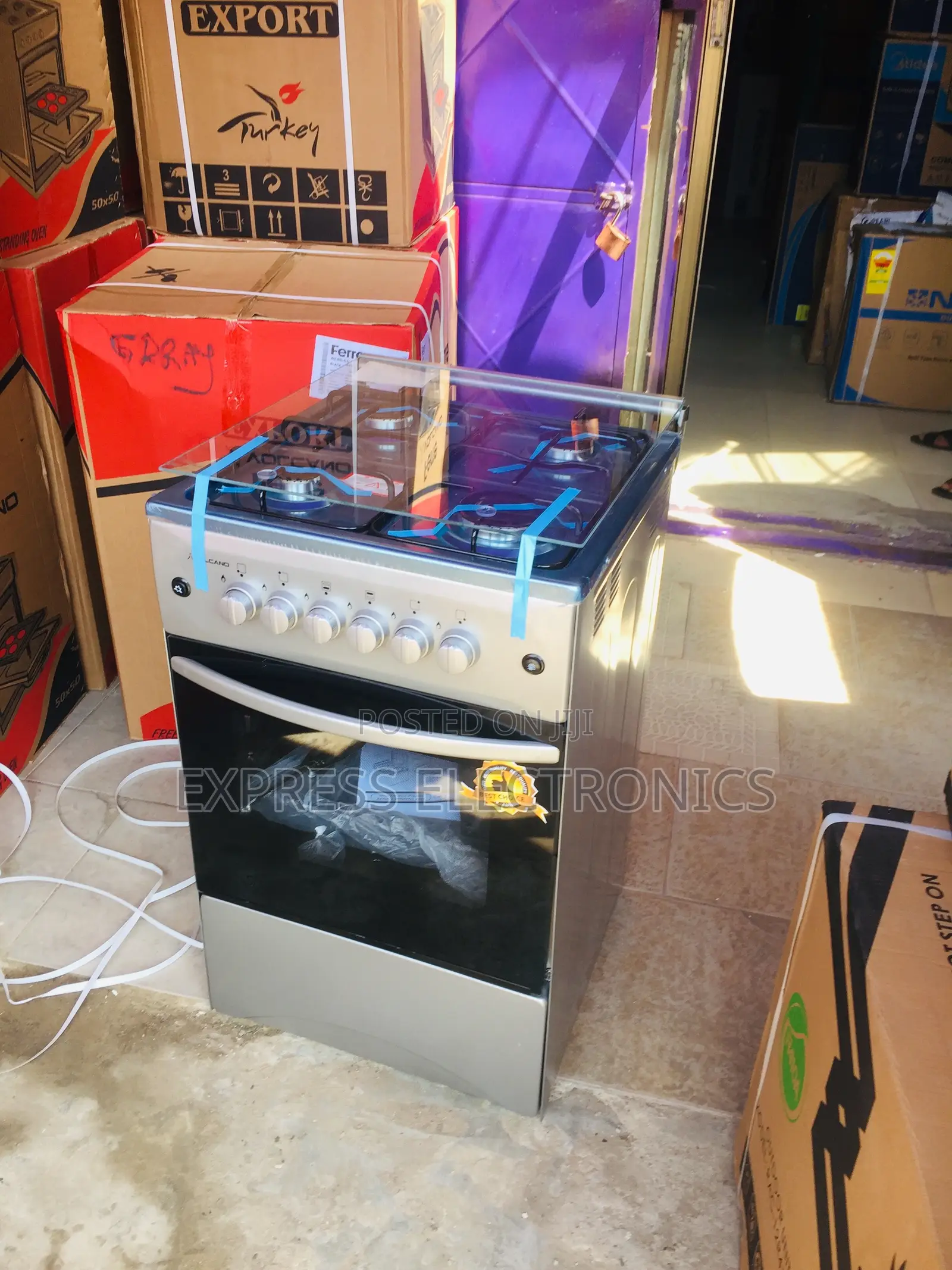 Quality New Grey Auto Ignition Oven Rotisserie 4burner