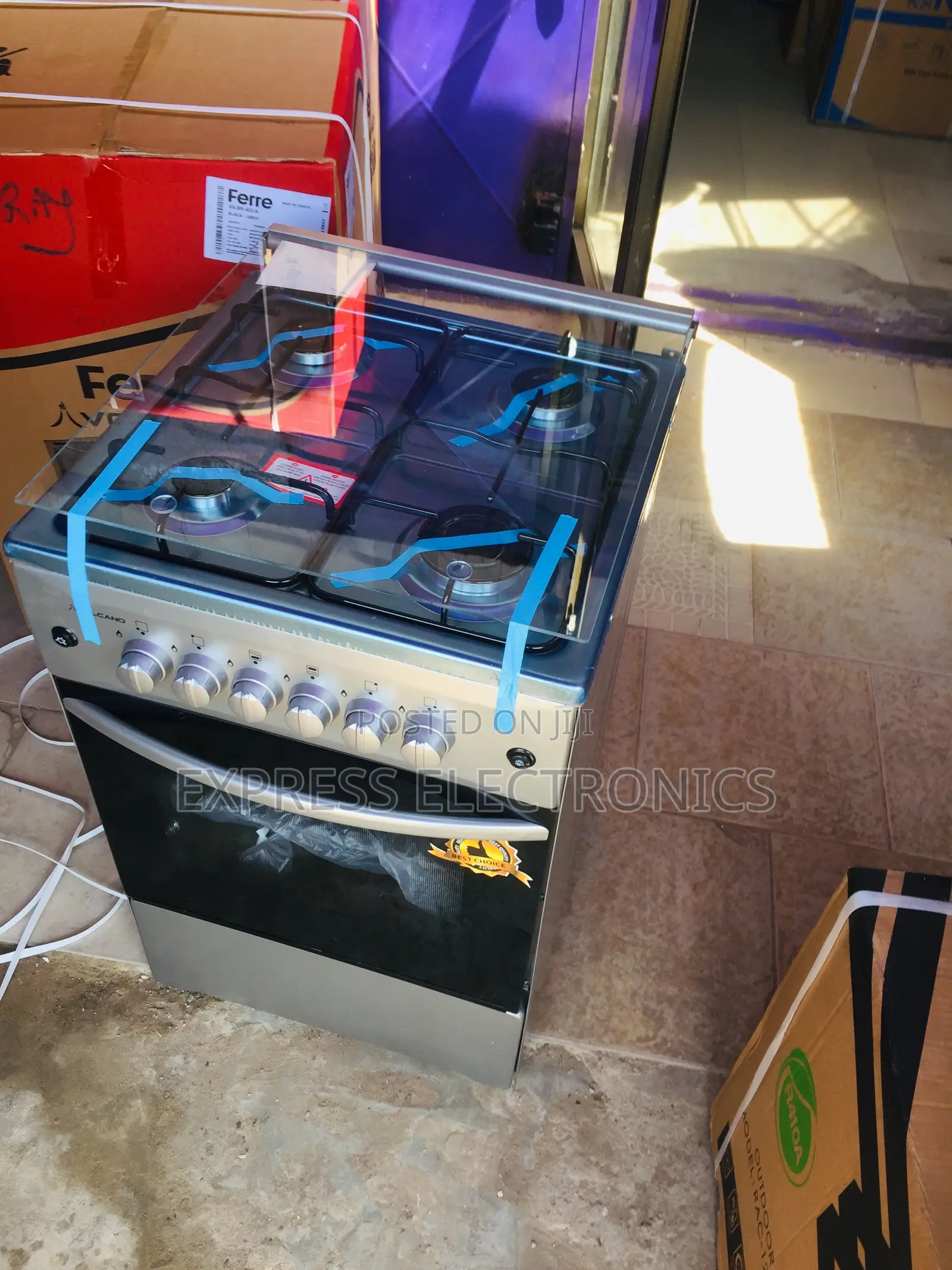 Oven Rotisserie Grill 4burner 50/50 Grey Volcano Stove