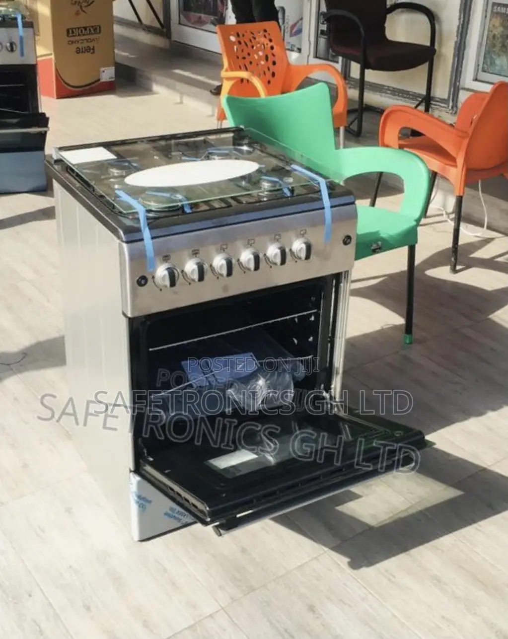Ferre 60x60cm Oven With Grill 4 Gas Cooker Gray