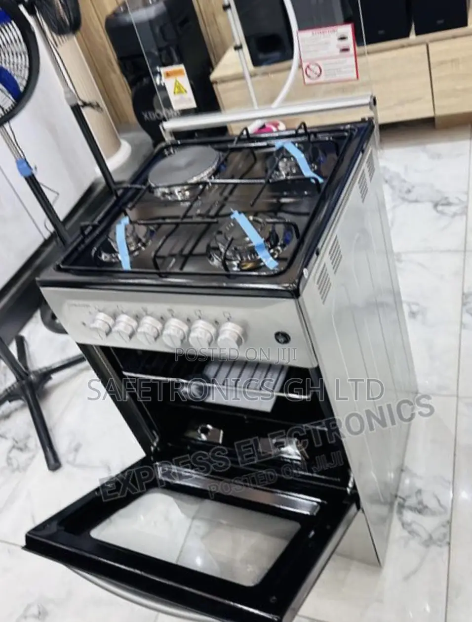 50x50cm  Volcano 1 Electric 3 Gas Oven With Grill Gray