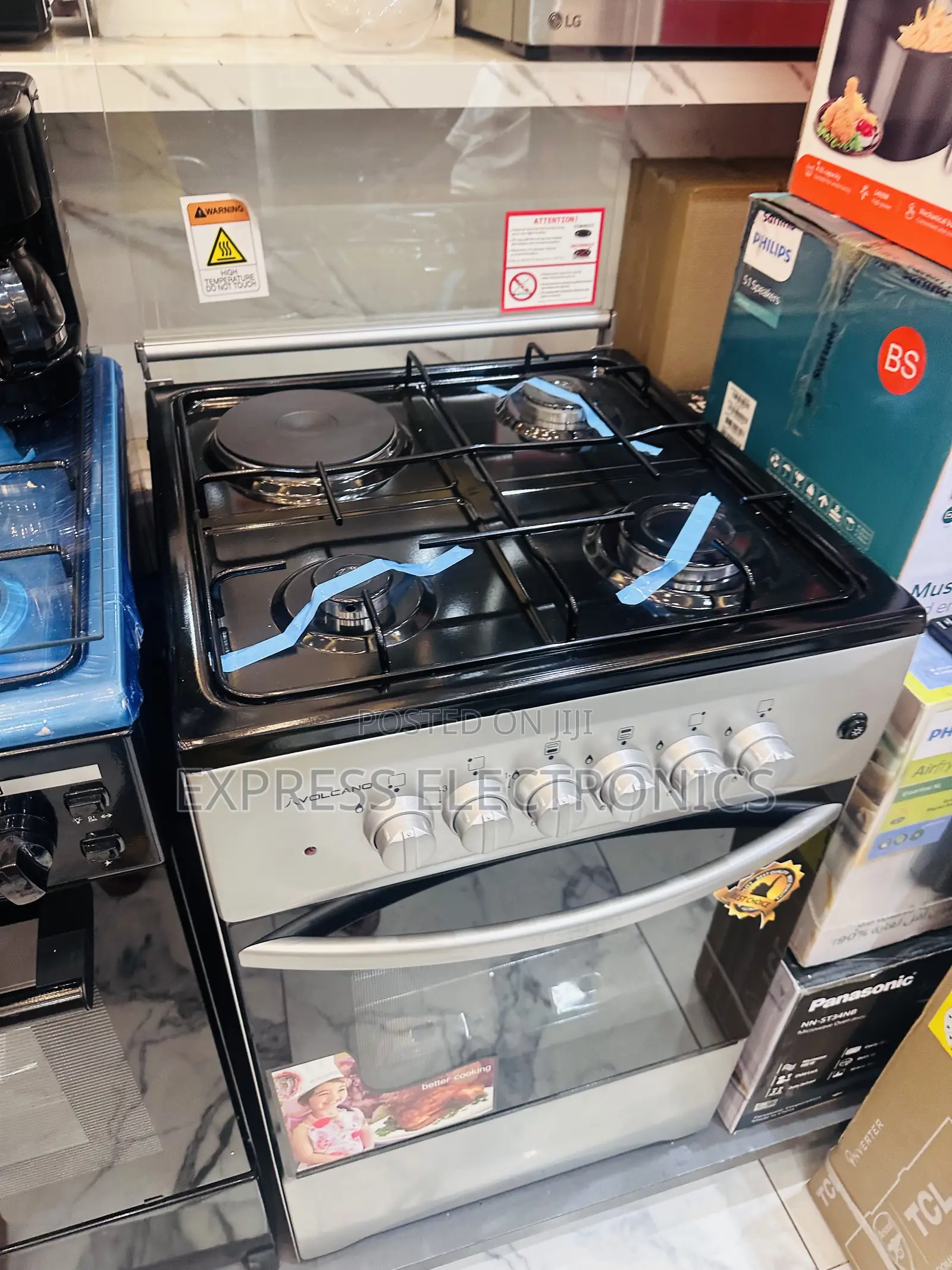 3+1 Stove Gas Electric Oven Volcano Grey.