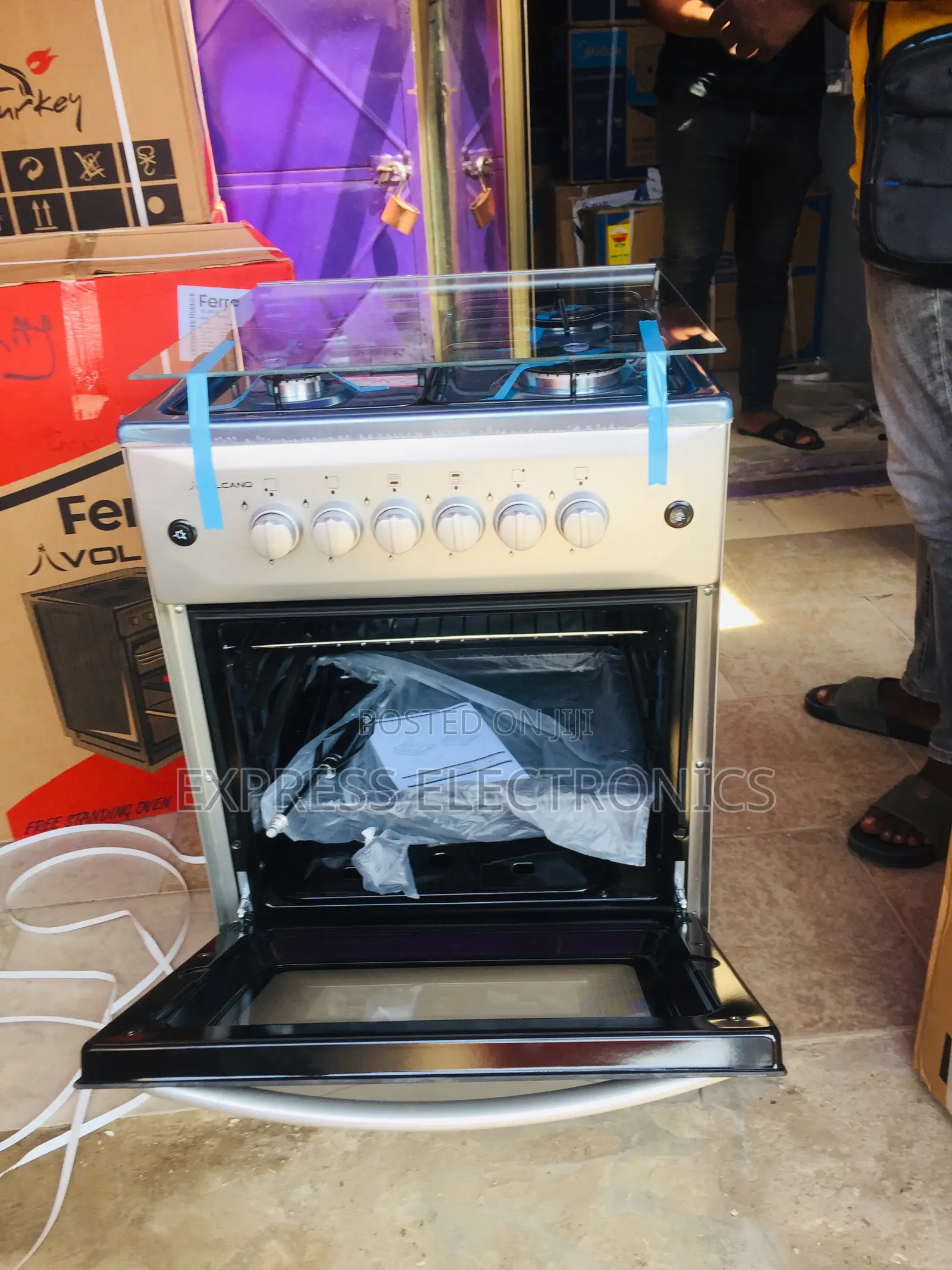 Auto Ignition 4burner Stove 50/50 Oven Rotisserie
