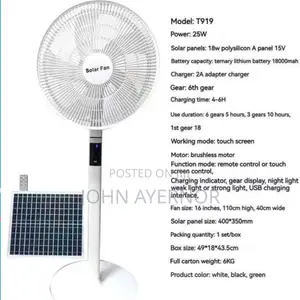 Solar and Electric Rechargeable Fan